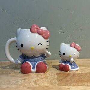 NEW Hello Kitty Hand Crafted Ceramic Mug & Figurine Set Made By Blue Sky.
